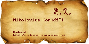 Mikolovits Kornél névjegykártya